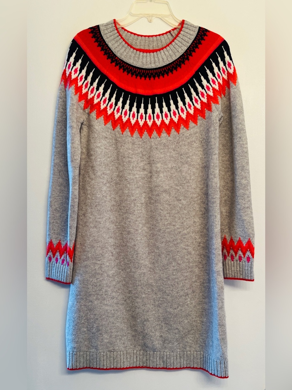 Boden Eleanor Fair Isle Knit
Sweater Dress Grey Red US 6